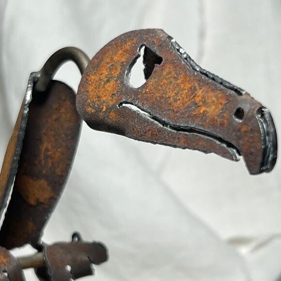 Vintage 70s Handmade Rusty Iron Buzzard Business Card Holder Desktop Gift - Picture 9 of 11